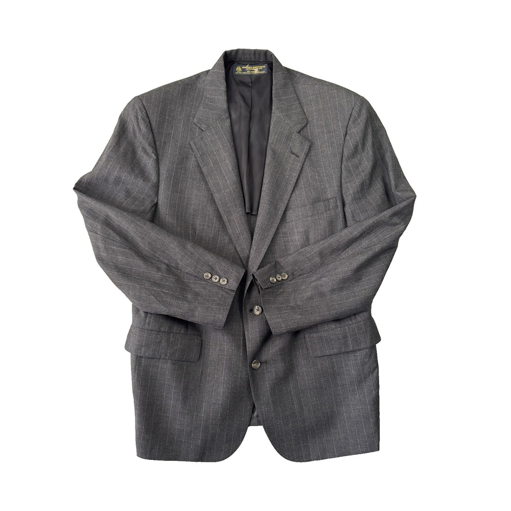 Vintage Brooks Brothers USA Wool Gray Pin Stripe Blazer Size‎ 45R